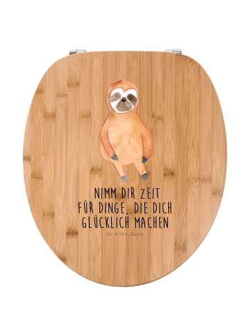 Mr. & Mrs. Panda Motiv WC Sitz Faultier Zufrieden mit Spruch in Braun