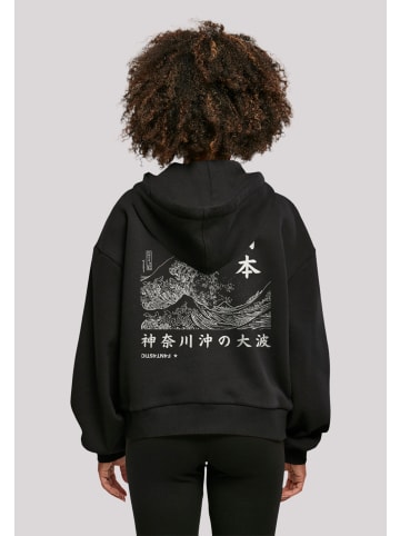 F4NT4STIC Organic Oversized Hoodie Kanagawa Welle in schwarz