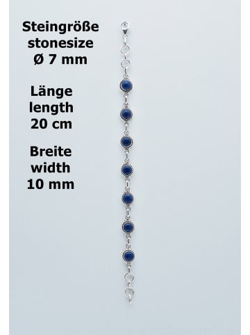 mantraroma 925er Silber - Armbänder (L) 20 cm mit Lapis Lazuli