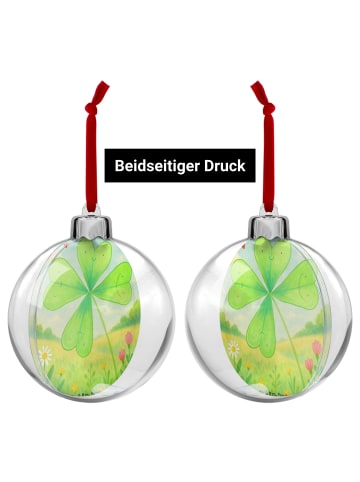Mr. & Mrs. Panda Plastik-Weihnachtskugel Blume Kleeblatt Design ... in Weiß