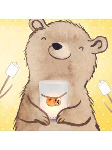 Mr. & Mrs. Panda Laterne Glas Faultier Kind ohne Spruch in Transparent
