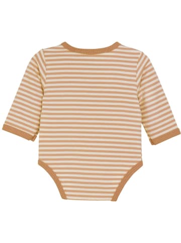 Fixoni Kinder Wickelbody "Wrap Body LS Y/D Stripe" in Braun