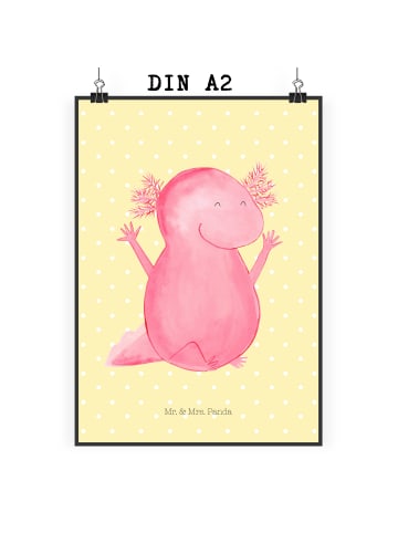 Mr. & Mrs. Panda Bild Axolotl Hurra ohne Spruch in Gelb Pastell