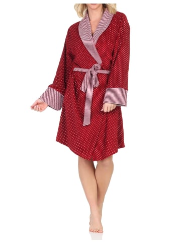 NORMANN Frottee Morgenmantel langarm Bündchen Tupfen Optik - 87802 in Allover