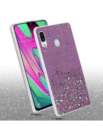 cadorabo Hülle für Samsung Galaxy A40 Glitter in Lila mit Glitter