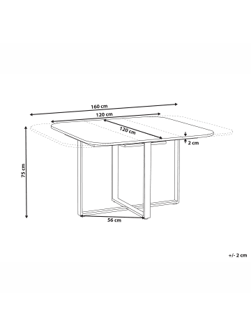 Beliani Esszimmertisch COOPER in Braun/Schwarz - (W) 120 x (H) 75 x (L) 120 cm