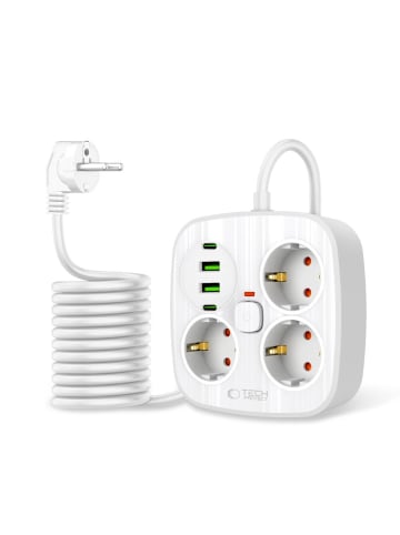 TechProtect PCS3X4 Steckdosenleiste 3-fach USB Weiß