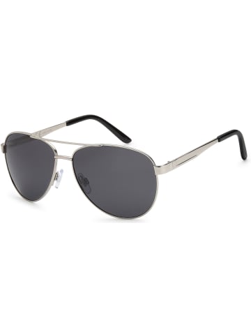 styleBREAKER Piloten Sonnenbrille in Silber / Grau