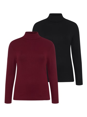 Laura Scott Rollkragenshirt in schwarz + dunkelrot