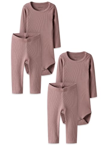 name it Langärmeliger Body 2er-Set Druckknöpfen Einfarbig in Pink-2