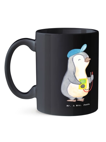 Mr. & Mrs. Panda Tasse Elektriker Lichtbringer mit Spruch in Schwarz