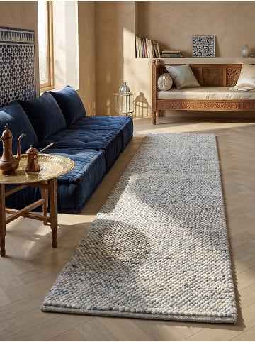 KADIMA DESIGN Flachgewebe-Teppich Handgewebt MEDWAY 65% Wolle Pflegeleicht in Blau