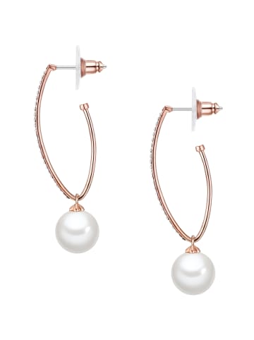 Lulu & Jane Perlen-Ohrstecker Messing Crystal Muschelkernperle in roségold