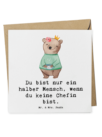 Mr. & Mrs. Panda Deluxe Karte Chefin Herz mit Spruch in Weiß