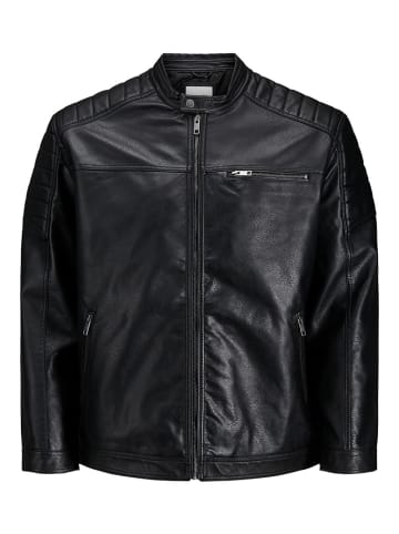 Jack & Jones Kunstleder Jacke Plus Oversize Biker Blouson Übergangs JJEROCKY in Schwarz