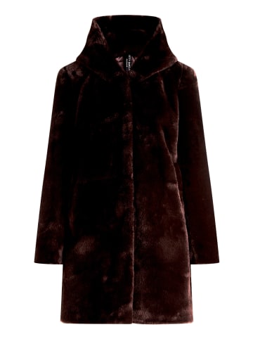 Betty Barclay Plüschjacke mit Kapuze in Dunkelbraun