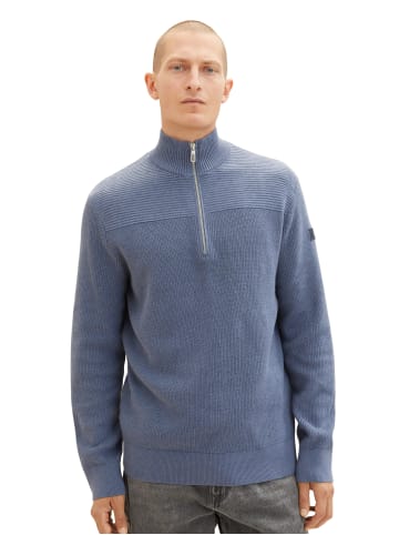 Tom Tailor Pullover Reißverschluß Structured Knit Troyer in Blau