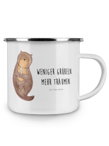 Mr. & Mrs. Panda Emaille Tasse Otter Muschel mit Spruch in Weiß