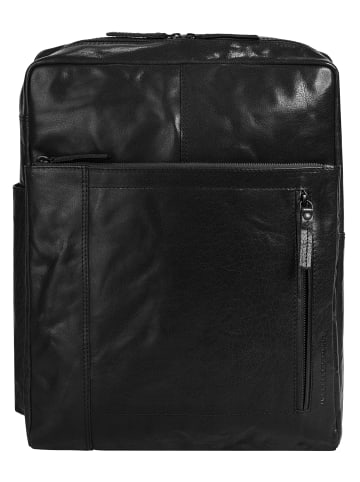 SPIKES & SPARROW Rucksack echt Leder in schwarz