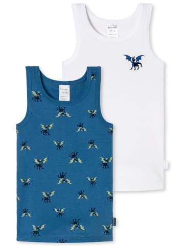 Schiesser Unterhemd Fine Rib in navy, weiss