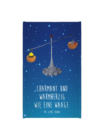 Mr. & Mrs. Panda Handtuch Sternzeichen Waage mit Spruch in Sternenhimmel Blau