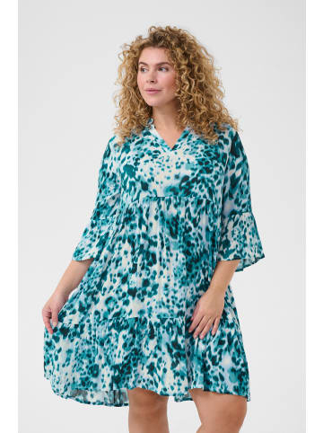 KAFFE curve Kleid KCami A-shape in Teal Leopard Print