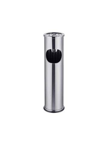 relaxdays Standaschenbecher in Silber - (H)56 x Ø 15 cm
