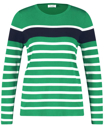 Gerry Weber Pullover Langarm Rundhals in Vibrant Green/Offwhite Striped