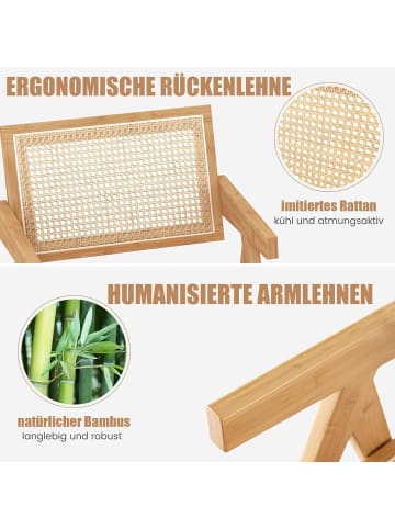COSTWAY 4er Set Esszimmerstuhl in Hellbraun