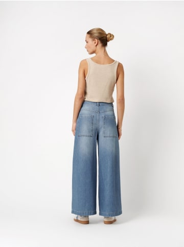 Rosner Hose Mara Wide Leg Cropped in light stone