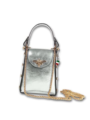 Florence Leder Umhängetasche Florence Tasche silber metallic ca. 13cm