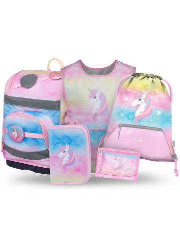 BAAGL 5-tlg. Set: Schulranzen Zippy in Rosa Regenbogen Einhorn