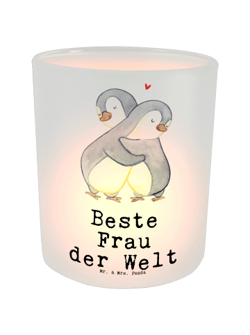 Mr. & Mrs. Panda Kerzen Windlicht Pinguin Beste Frau der Welt mi... in Transparent