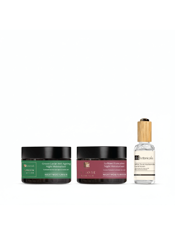 Dr Botanicals 3tlg Set Kaviar Nachtcreme, Serum & La Rose Française Nachtcreme