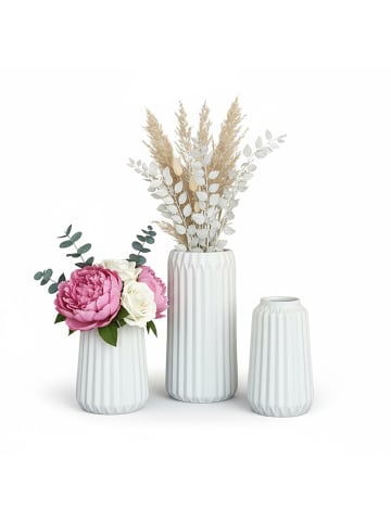 relaxdays 3-tlg. Vasen Set in Weiß