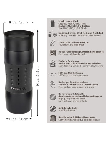 Creano Travel-mug  400ml "schwarz", isolierend aus Edelstahl
