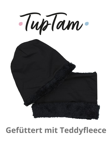 TupTam Unisex Set Kinder Beanie Mütze Schlauchschal in schwarz