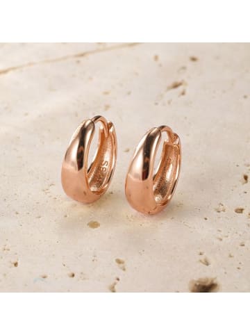 Hey Happiness Vergold. Kleine gewölbte Creolen aus Sterling Silber in Roségold