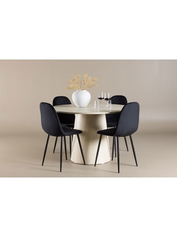 ebuy24 Essgruppe Lanzo (5-teilig) Whitewash, schwarz 120 x 120 cm