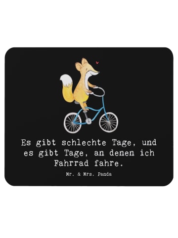 Mr. & Mrs. Panda Mousepad Fuchs Fahrrad fahren mit Spruch in Schwarz