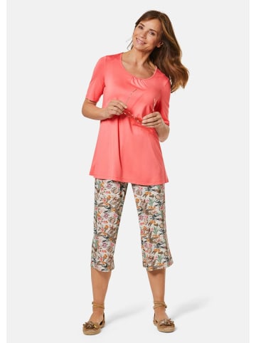 GOLDNER Shirt Zeitloses Shirt mit modernem Raffdetail in koralle