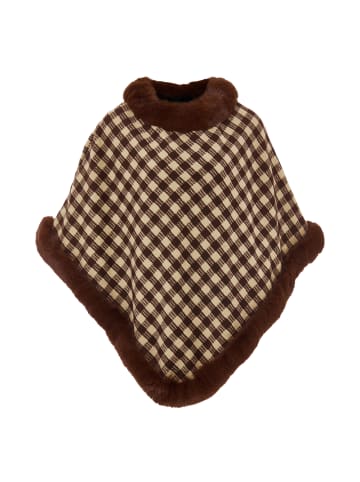 osha Damen Poncho in Braun Schwarz