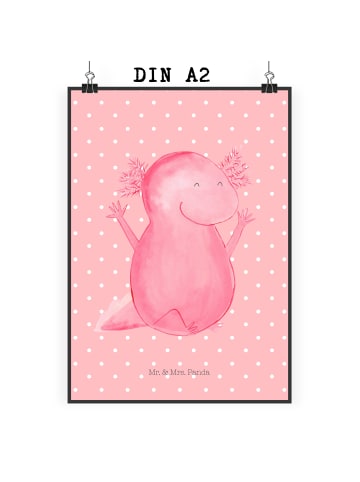 Mr. & Mrs. Panda Poster Axolotl Hurra ohne Spruch in Rot Pastell