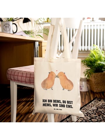 Mr. & Mrs. Panda Tragetasche Capybara Liebe mit Spruch in Creme