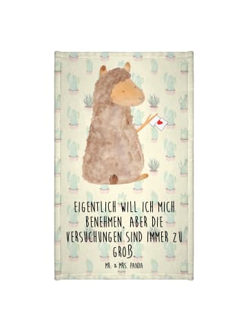 Mr. & Mrs. Panda Handtuch Alpaka Fahne mit Spruch in Kaktus Grün
