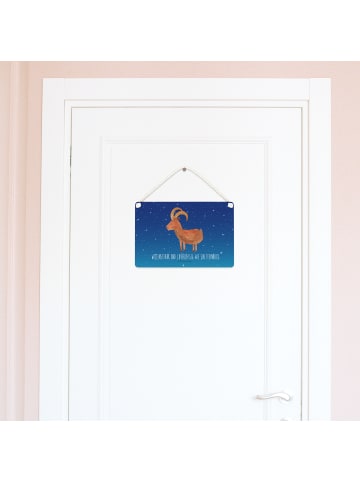 Mr. & Mrs. Panda Wanddeko Sternzeichen Steinbock mit Spruch in Sternenhimmel Blau