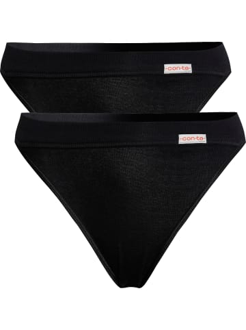 Con-ta Baumwolle, Feinripp Slip 2er-Pack in schwarz