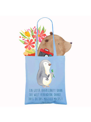 Mr. & Mrs. Panda Tote Bag Friseur Wunder mit Spruch in Sky Blue