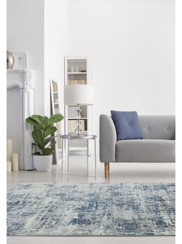 KADIMA DESIGN Teppich Velours, Abstrakt, Metallic-Glanz, Wohnzimmer, Robust in Dunkelblau