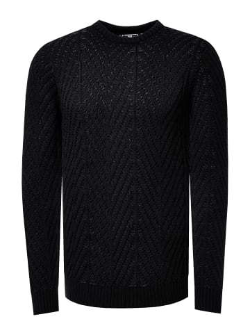Rusty Neal Grobstrick mit Muster Rundhals-Pullover in Schwarz